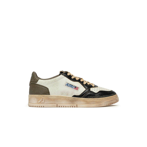 Autry Medalist Super Vintage Low White Khaki Green And Black - Vert