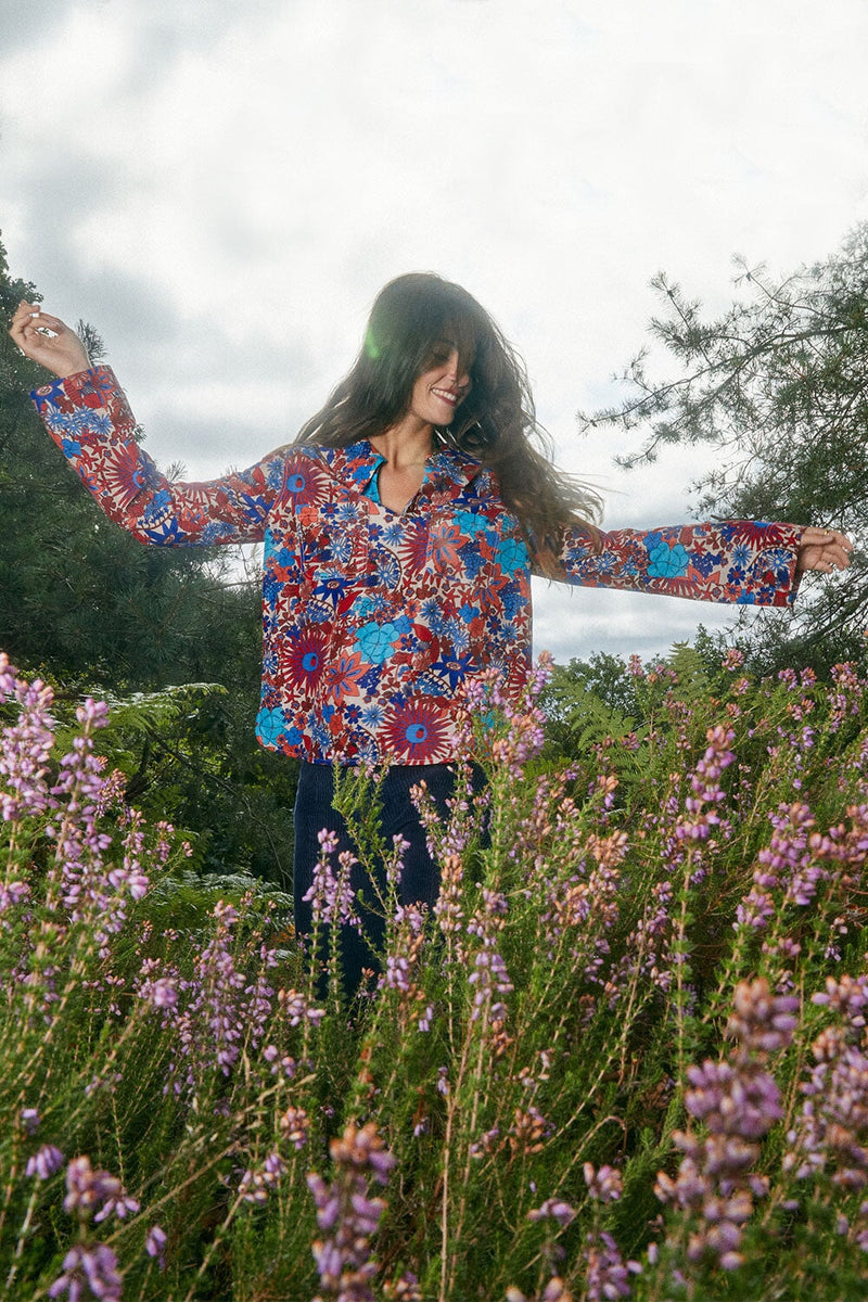 Blouse Narcisse Trèfle - Bleu Et Rouge