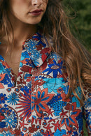 Blouse Narcisse Trèfle - Bleu Et Rouge