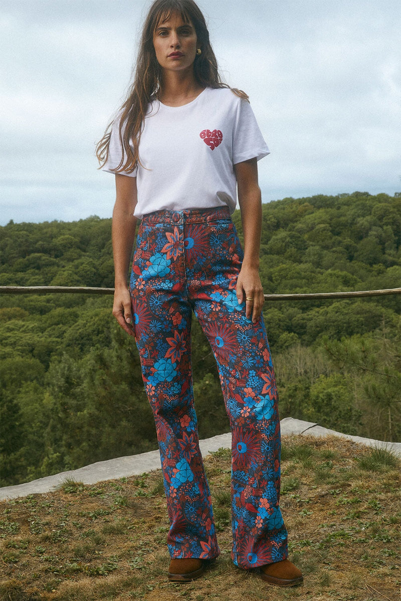 Pantalon Morphée En Velours Trèfle - Bleu