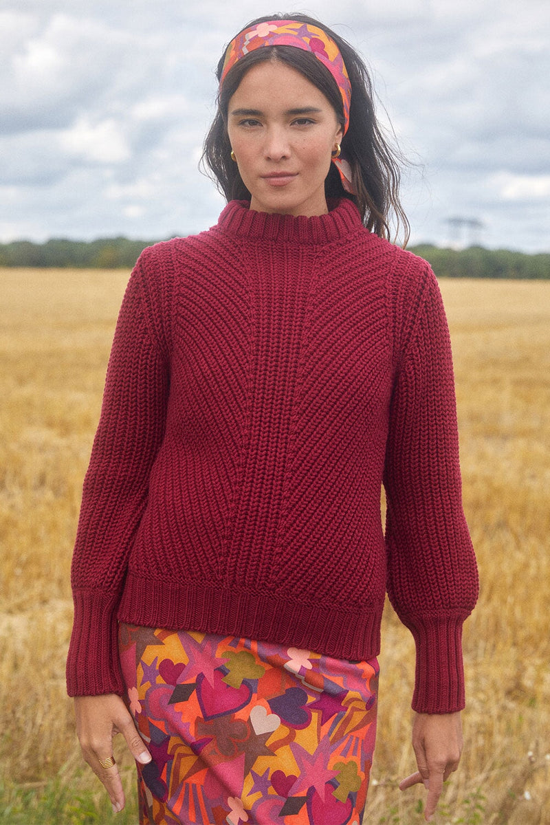 Pull Envoutant En Laine Grenat - Rouge