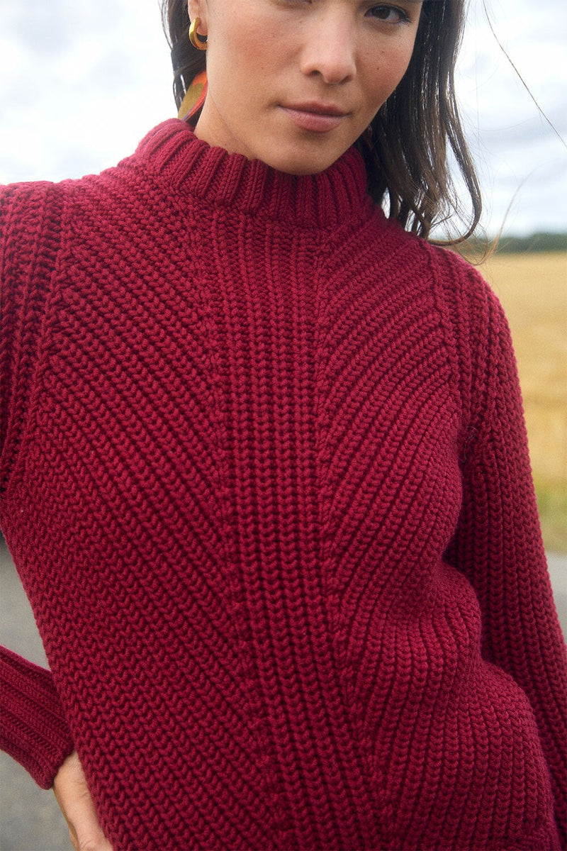 Pull Envoutant En Laine Grenat - Rouge