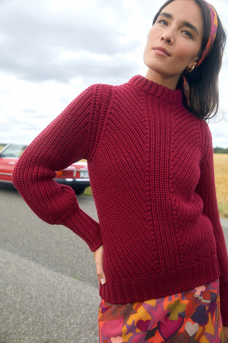 Pull Envoutant En Laine Grenat - Rouge