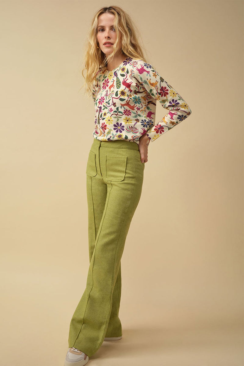 Pantalones Encanto Lana Verde Pistacho - Verde