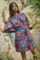 Vestido Narcisse Trèfle - Azul y rojo