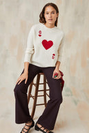 Pull Dame De Cœur Blanc En Laine