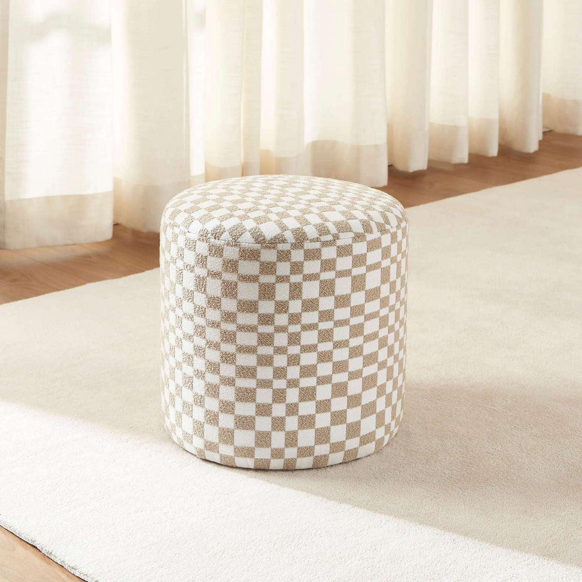 Awa - Pouf - Tessuto a scacchi - Beige