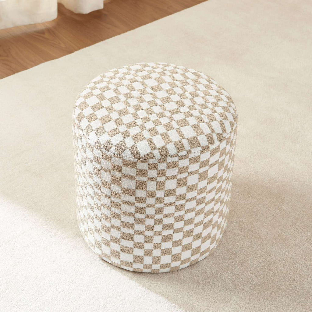 Awa - Pouf - Tessuto a scacchi - Beige