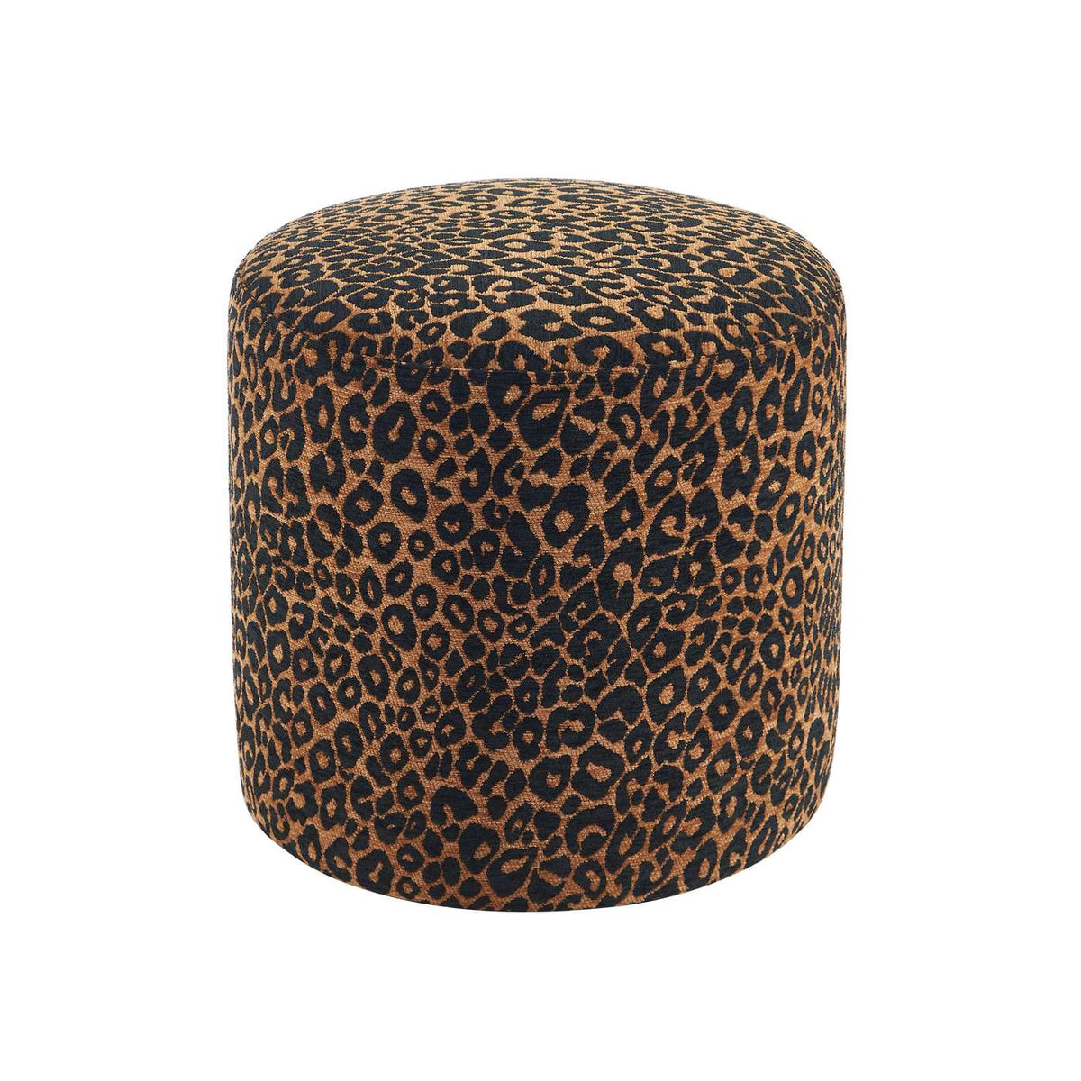 Awa - Pouf - Tessuto con stampa leopardata - Nero