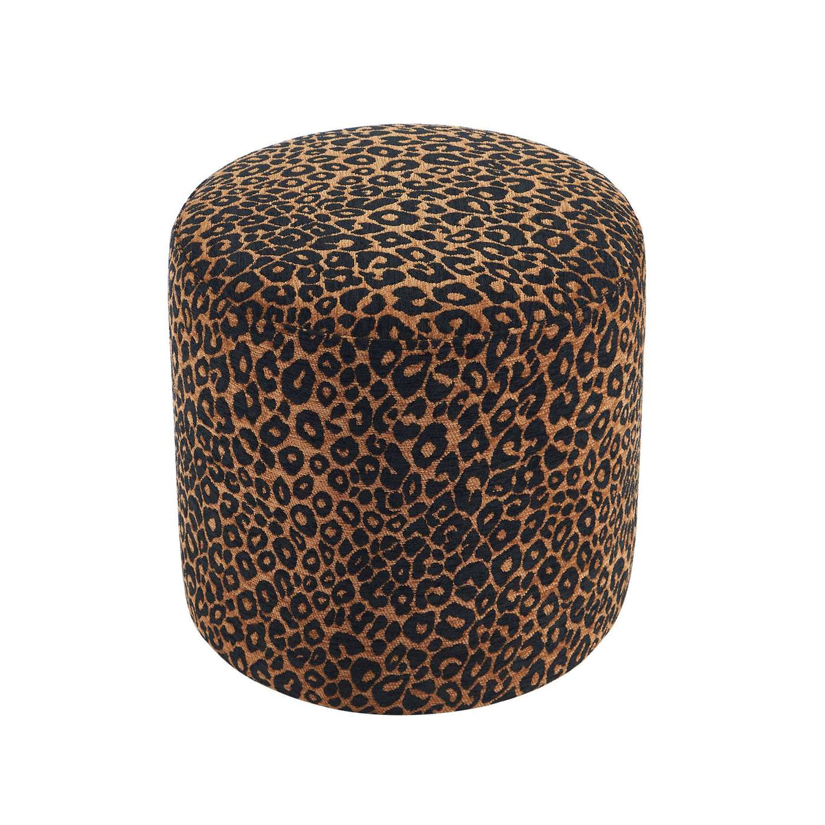 Awa - Pouf - Tessuto con stampa leopardata - Nero