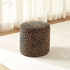 Awa - Pouf - Tessuto con stampa leopardata - Nero