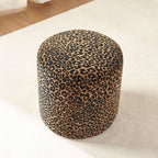 Awa - Pouf - Tessuto con stampa leopardata - Nero