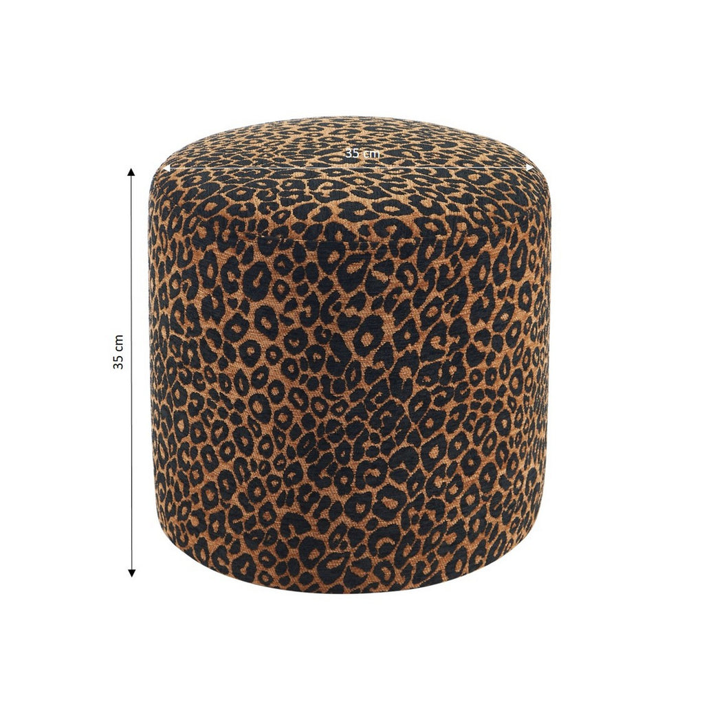 Awa - Pouf - Tessuto con stampa leopardata - Nero