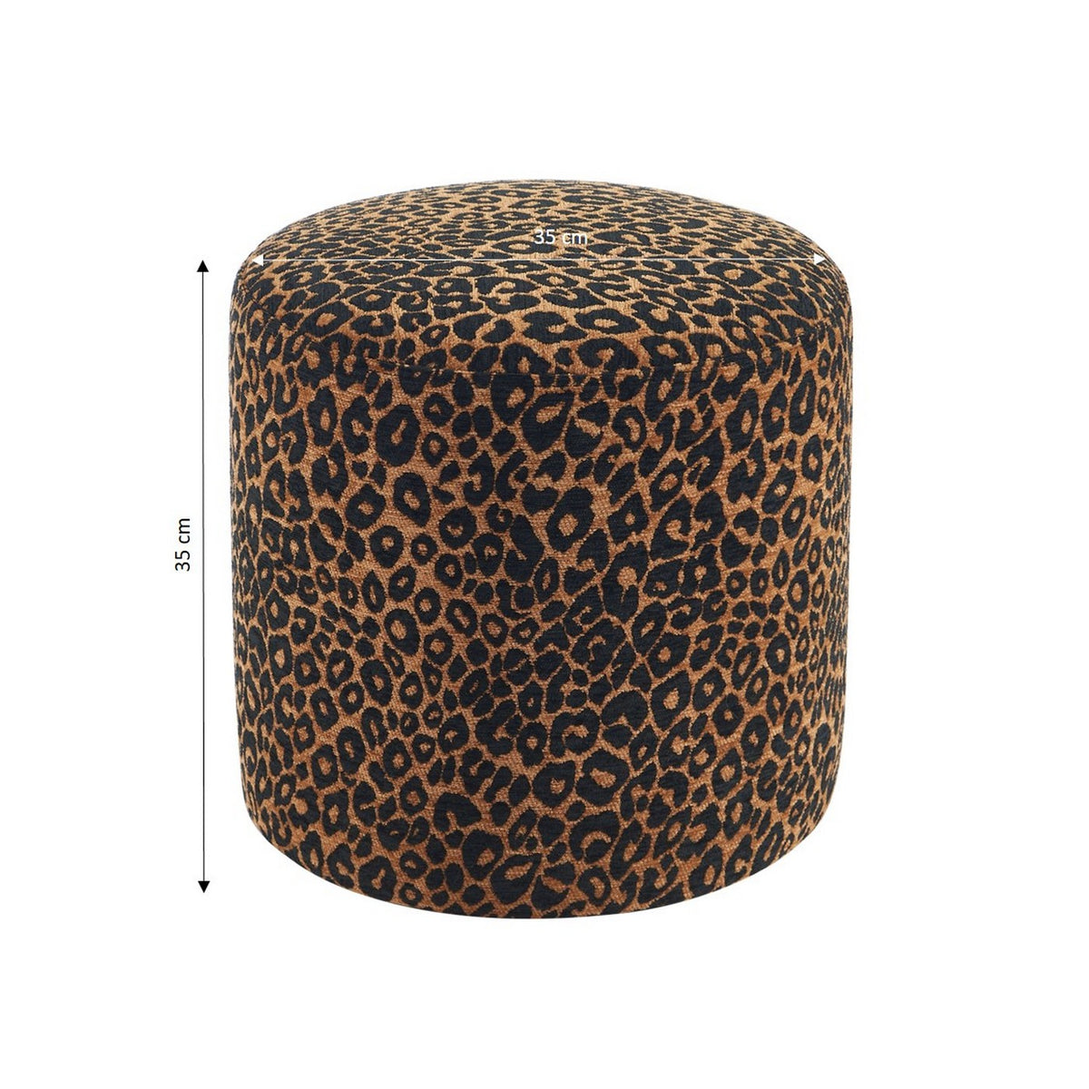 Awa - Pouf - Tessuto con stampa leopardata - Nero