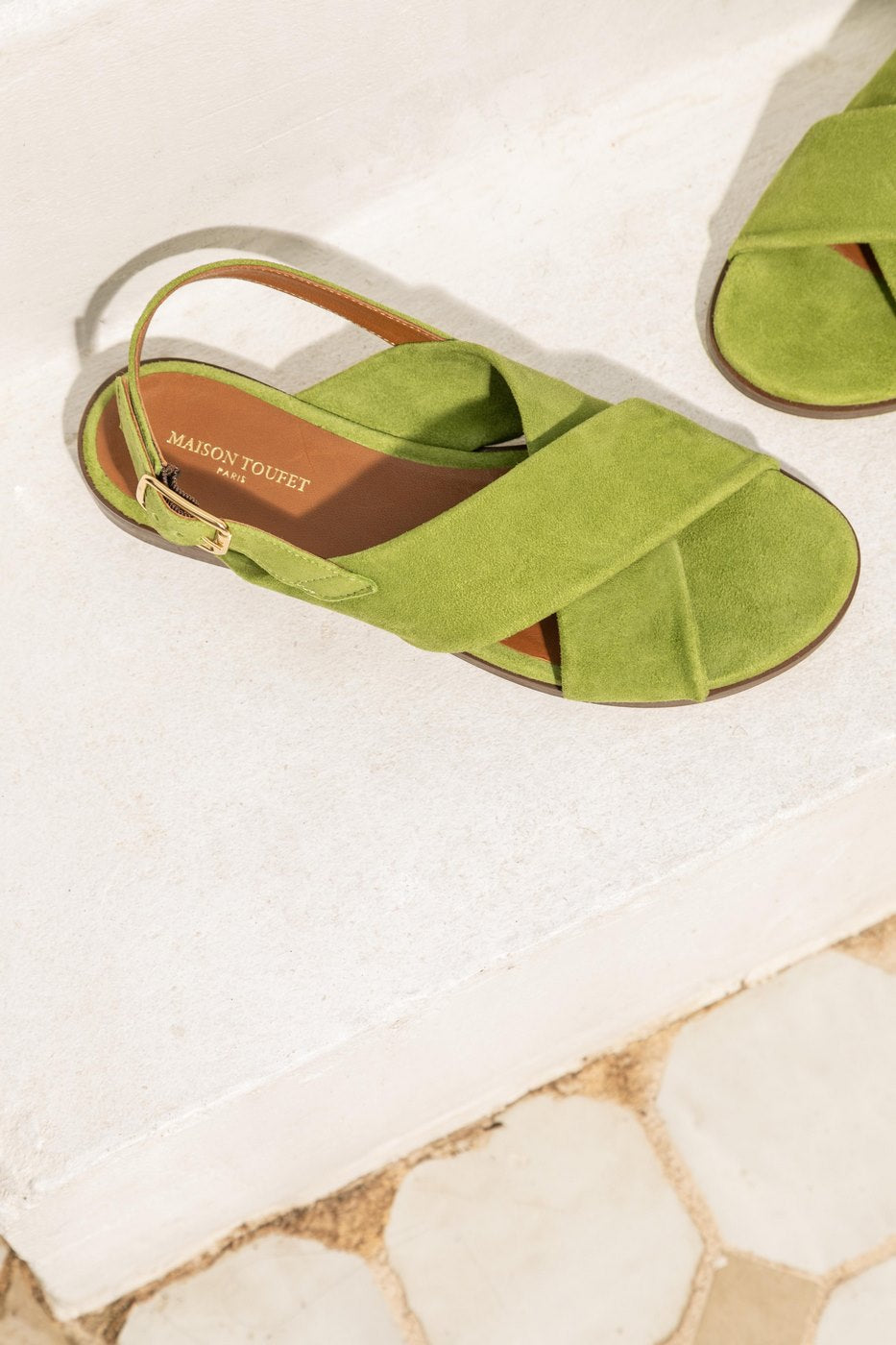 Sandales Axelle - Chevre Velours - Vert