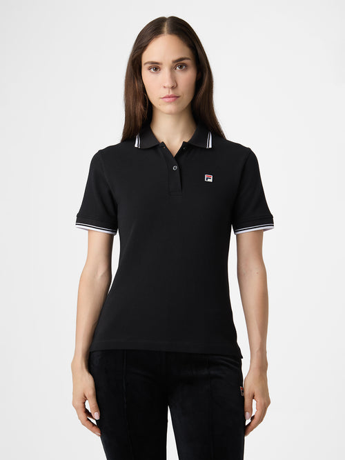 Biella Slim Tipped Polo - Black