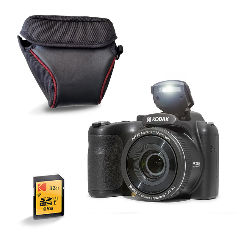Pixpro Az255 Bridge Camera - 25X Optical Zoom - Black - Free SD Card & Cover - Kodak