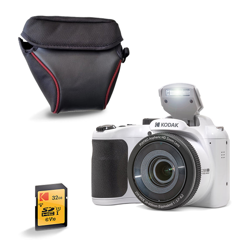 Pixpro Az255 Bridge Camera - 25X Optical Zoom - White - Free SD Card & Cover - Kodak