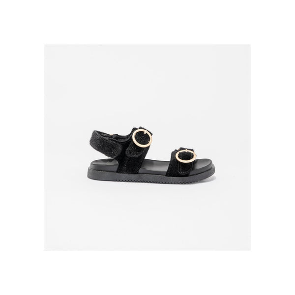 Azura Black-Pony Hair Sandals