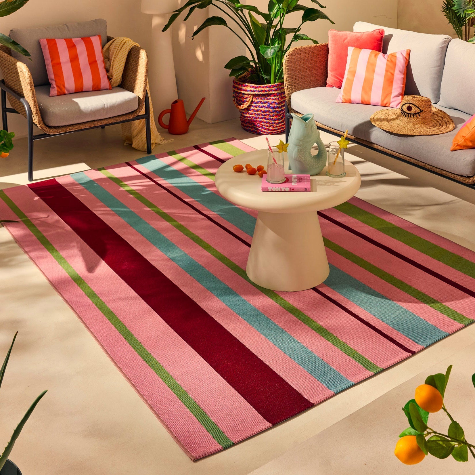 Azur - Tapis D'Extérieur - Polypropylène/Polyester - Rose