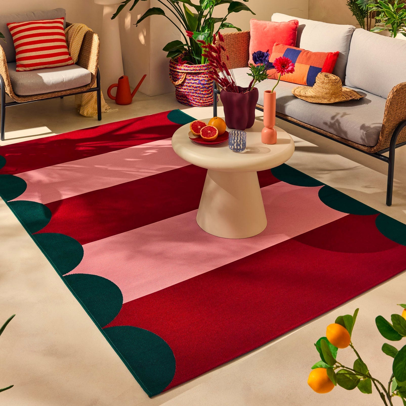 Azur - Tapis D'Extérieur - Polypropylène/Polyester - Rouge