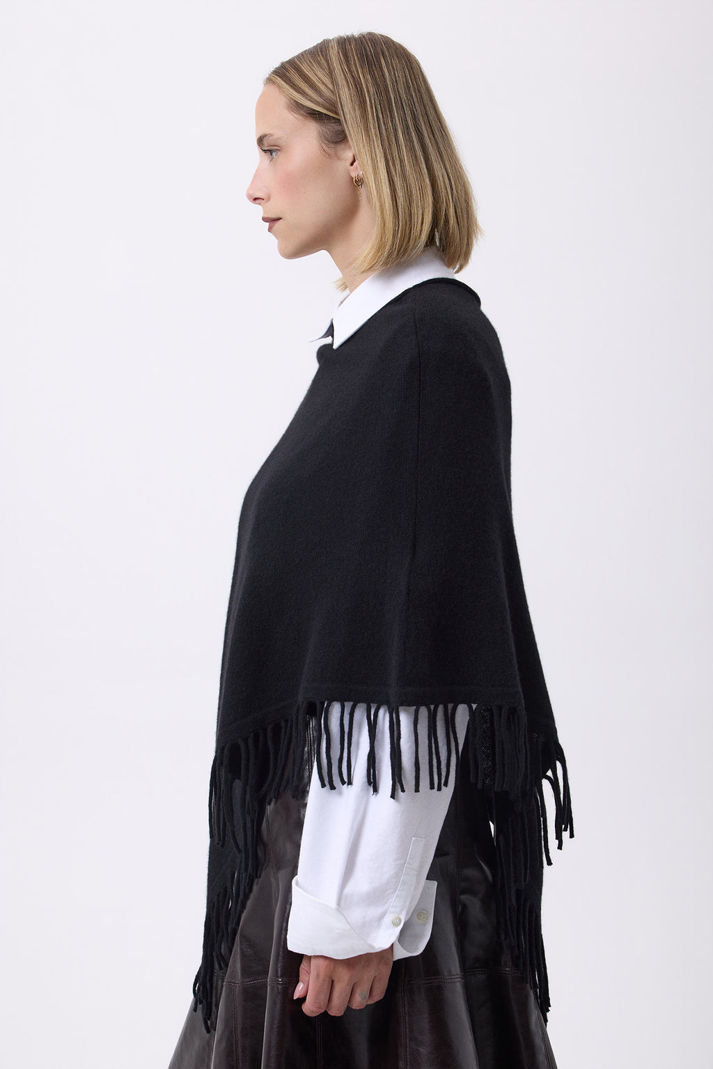 Poncho À Franges Azure - Noir - Femme