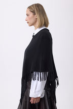 Poncho À Franges Azure - Noir - Femme
