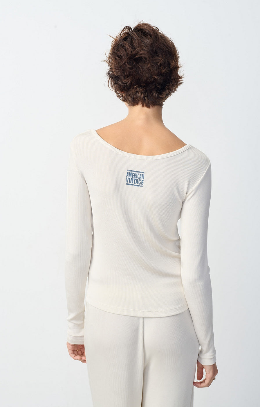 Boat-Neck T-Shirt - Cream - Women