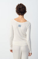 Boat Neck T-Shirt - Cream - Women