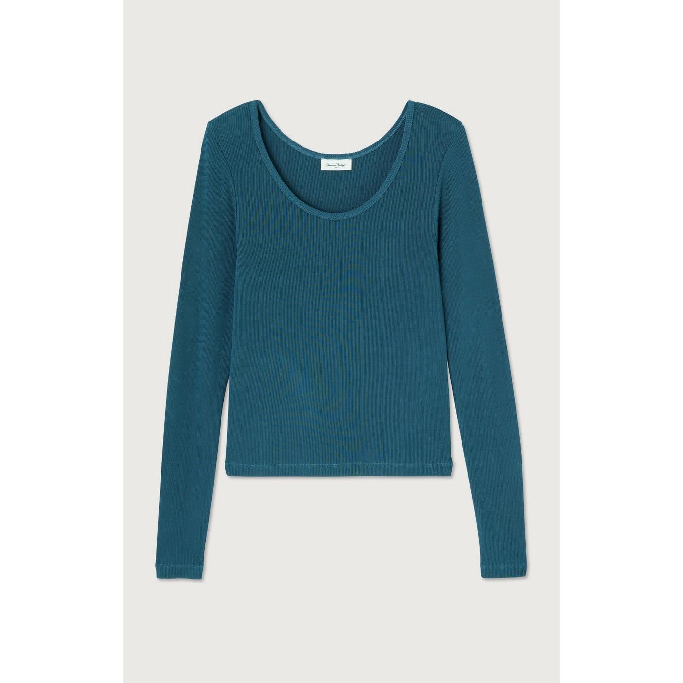 Camiseta de Cuello Barco - Petróleo - Mujer