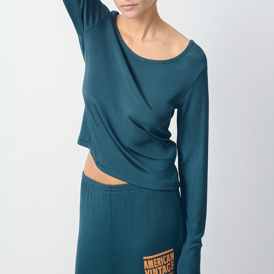 Camiseta de Cuello Barco - Petróleo - Mujer