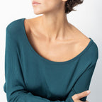 Camiseta de Cuello Barco - Petróleo - Mujer