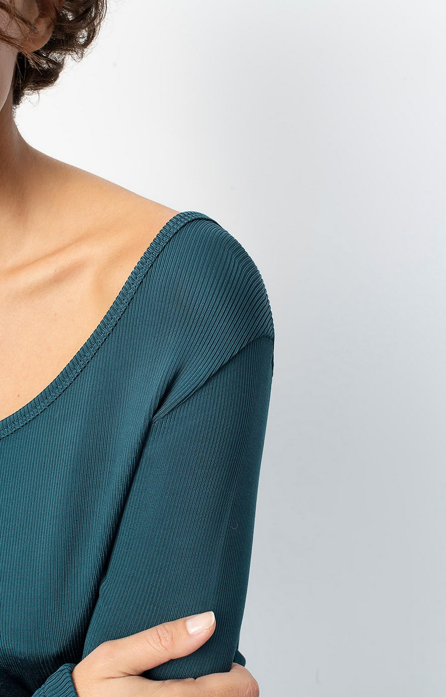 Camiseta de Cuello Barco - Petróleo - Mujer