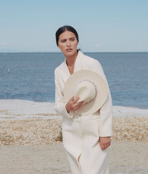 Chapeau Victor - Ecru Fleurs Lilas