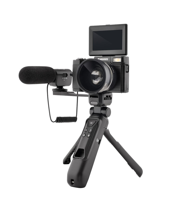 Pack Vlogging (Appareil Photo Compact Uhd 4K + Trepied Bluetooth Avec Telecommande + Grand Angle + Microphone) - Agfaphoto