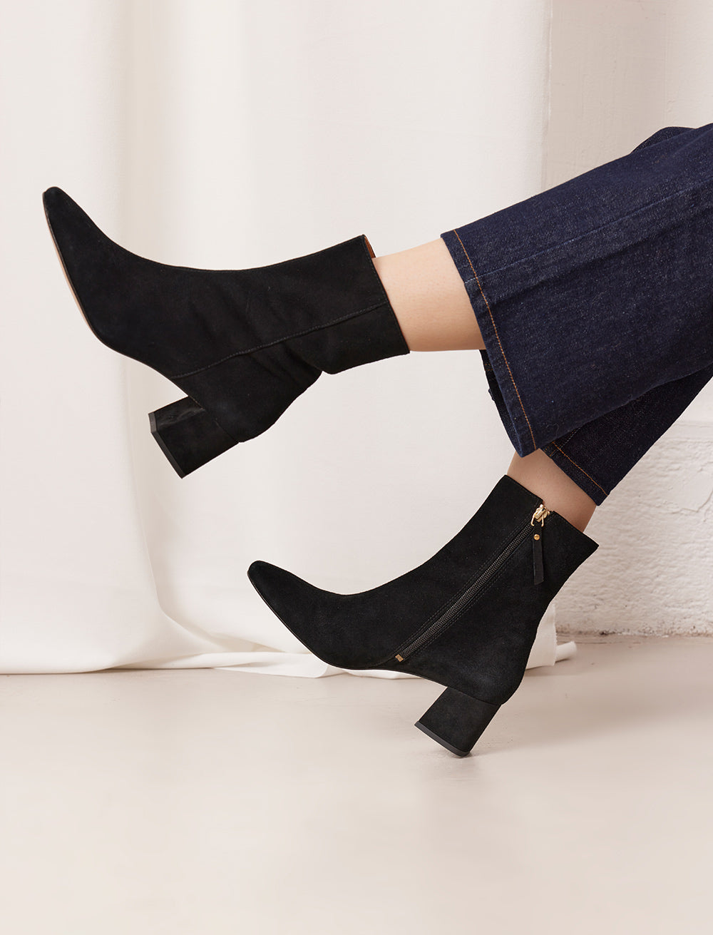 Botines De Tacón Albane - Negro Terciopelo - Mujer