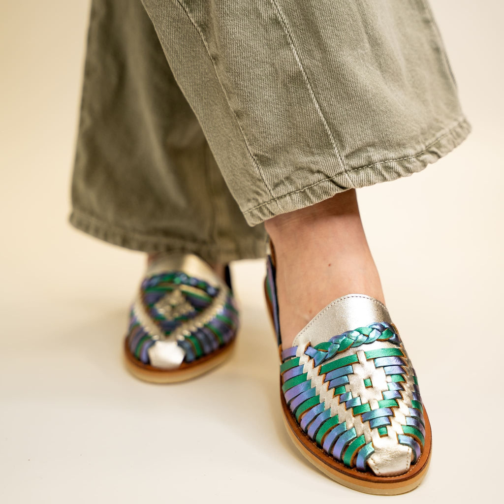 Huaraches Alegre - Sirena Azul Plata