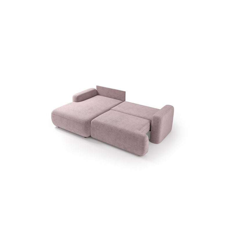 Canapé D'Angle Convertible 4 Places - Angle Droit - Rubis - Tissu Rose