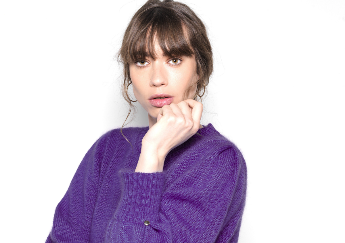 Pullover Alix aus Mohair und Seide Brombeere