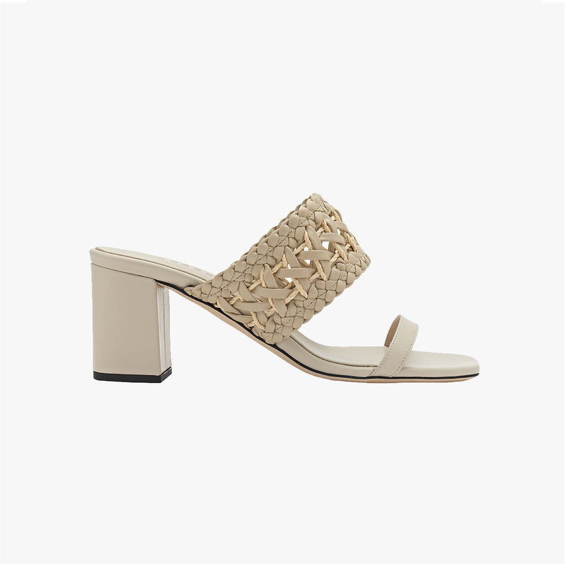 Almeria Nude Block Mid-Heel Strap Sandal