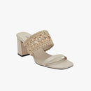 Almeria Nude Block Mid-Heel Strap Sandal
