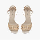 Almeria Nude Block Mid-Heel Ankle Sandal
