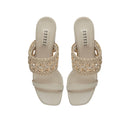 Almeria Nude Block Mid-Heel Strap Sandal