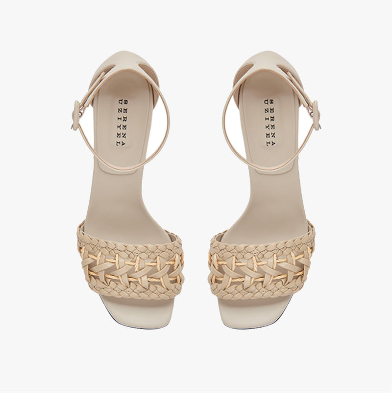 Almeria Nude Block Mid-Heel Ankle Sandal