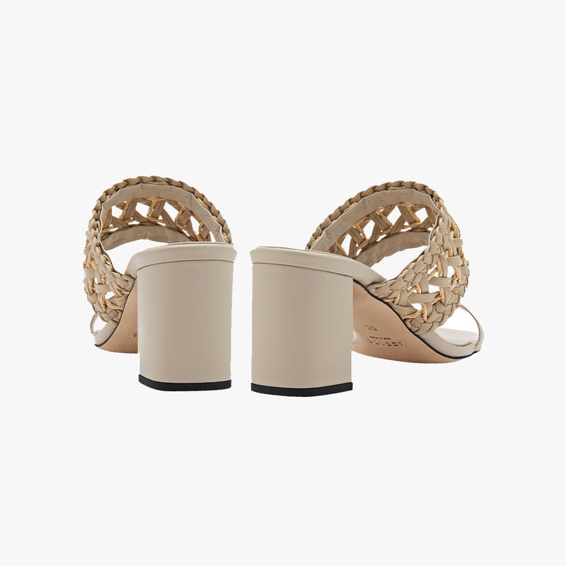 Almeria Nude Block Mid-Heel Strap Sandal