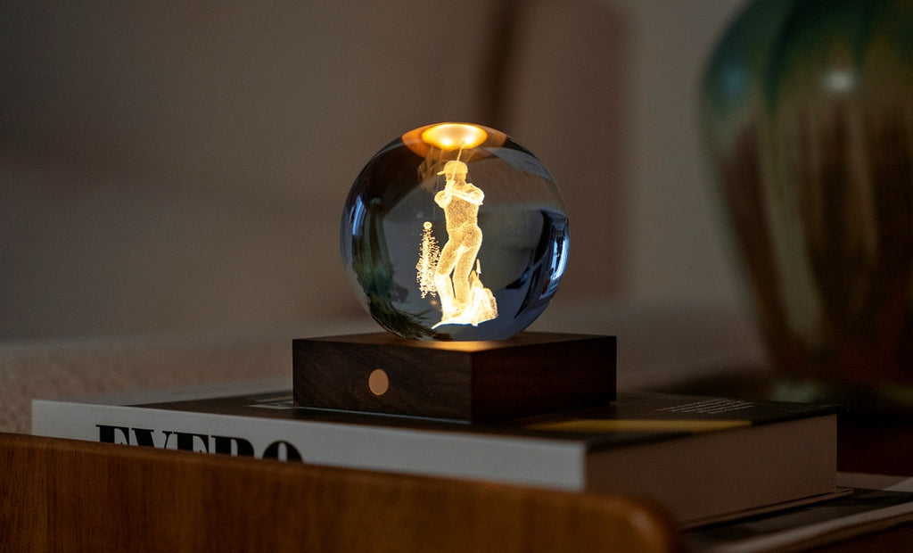 Gingko Design – Lampka Amber Crystal - Golf, lampka nocna w kształcie kryształowej kuli
