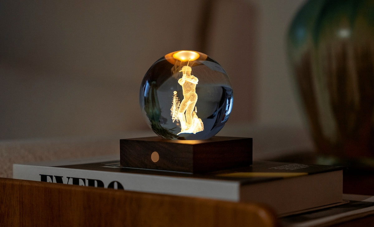 Gingko Design – Lampka Amber Crystal - Golf, lampka nocna w kształcie kryształowej kuli