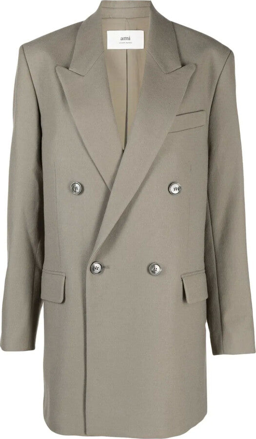 Ami Paris - Blazer Laine Double Taupe - Femme
