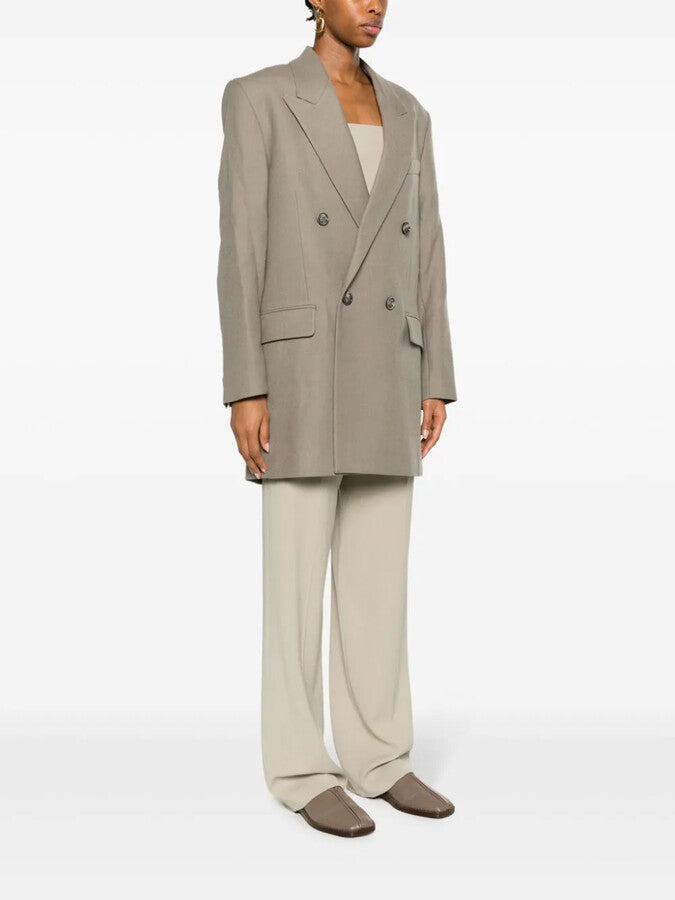 Ami Paris - Blazer Laine Double Taupe - Femme
