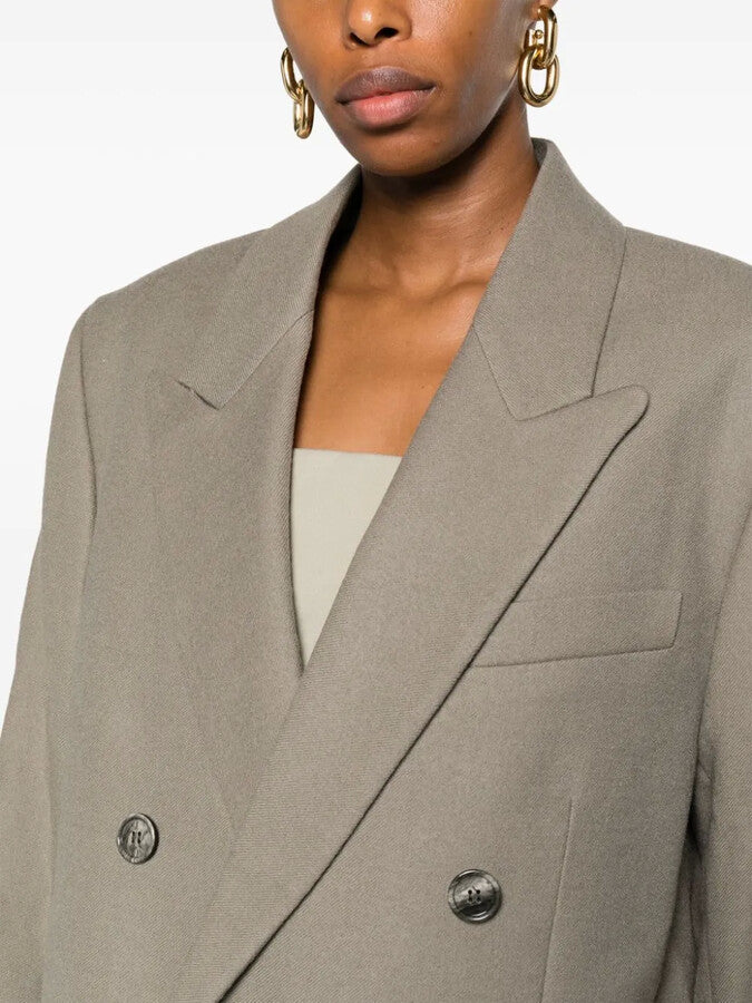 Ami Paris - Blazer Laine Double Taupe - Femme